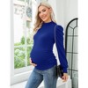 WhizMax Women's Knit Ribbed Maternity Top Mock Neck Long Sleeve Shirts Pregnant Ruched Tunic Pullover Sweater - 2 of 4