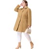 Agnes Orinda Women's Plus Size Notched Lapel Single Breasted Back Split Winter Long Pea Coats - 3 of 4