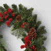 28" Mixed Greenery and Cedar with Pinecones and Red Berries Artificial Christmas Wreath Green - Wondershop™: Unlit, Indoor/Outdoor Use - 3 of 3
