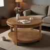 Mshliw 31.5'' Round Solid Wood Coffee Table with 2-Tier Thick Shelves and Beaded Trim, Dining Table, Accent Table for Living Room or Lounge - 2 of 4