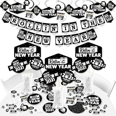 Big Dot of Happiness Rollin' in the New Year - 2021 New Year's Eve Party Supplies - Banner Decoration Kit - Fundle Bundle