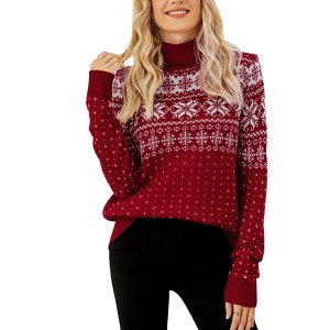 Womens Ugly Christmas Sweater Funny Santa Funny Xmas Holiday Party Knitted Pullover - 1 of 4