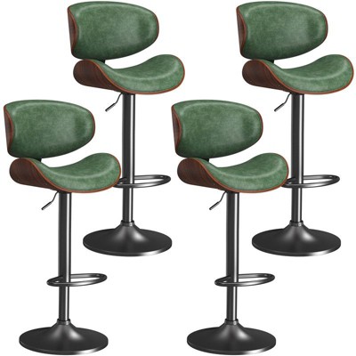 Gikpal Barstools, Adjustable Bentwood Barstools, Modern PU Leather Upholstered Bar Chair with Back and Footrest, for Bar, Dining Room