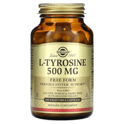 Solgar L-Tyrosine, 500 mg, 100 Vegetable Capsules