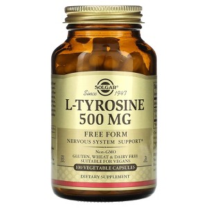 Solgar L-Tyrosine, 500 mg, 100 Vegetable Capsules - 1 of 2