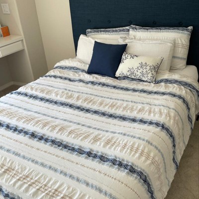  Levtex Home - Pickford Comforter Set - Twin Comforter + One  Standard Pillow Cases - Blue, Taupe, Off-White - Jacquard Tribal - Comforter  (68 x 88in.) and Pillow Case (26 x 20in.) - Cotton : Home & Kitchen