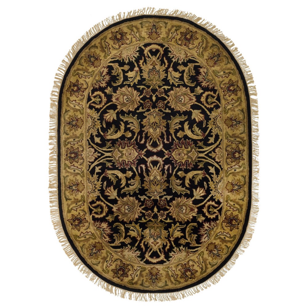 Black/Gold Botanical Tufted Oval Area Rug - (4'6inX6'6in) - Safavieh