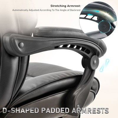 Black High Back Leather Reclining Office Chair with Footrest