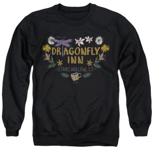 Men's Gilmore Girls Dragon Fly Inn Chalk Floral Heart Crewneck Sweatshirt - 1 of 4