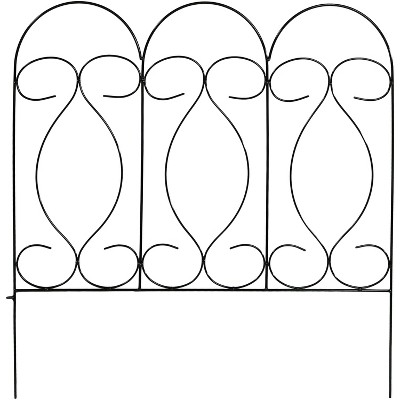 Sunnydaze Outdoor Lawn and Garden Metal Traditional Style Decorative Border Fence Panel Set - 10' - Black - 5pk