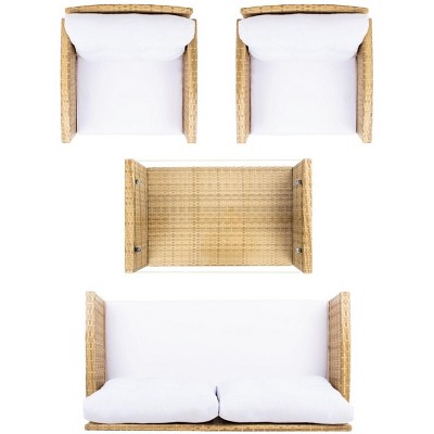 Coastal Charm Natural & White 4-Piece Patio Conversation Set