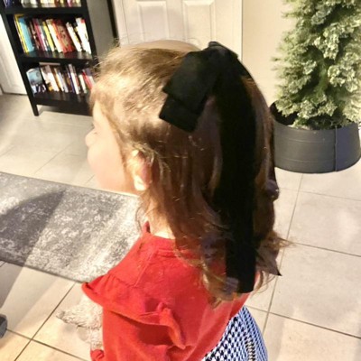 BohoBowAccessories Black Bow Hair Ponytail, Hair Ribbon, Velvet Bow, Hair Ponytail Bow, Red Long Tail Hair Bow, French Hair Bow, Barrette Hair Bow