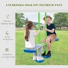 VYNXARIA Metal Swing Set with Glider, Two Swing Seats and Adjustable Height, Outdoor Heavy Duty A-Frame Suitable for Playground, Backyard, Green - 3 of 4