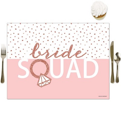 Big Dot of Happiness Bride Squad - Party Table Decorations - Rose Gold Bridal Shower or Bachelorette Party Placemats - Set of 16