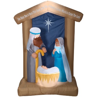 Gemmy Christmas Inflatable Nativity Scene, 6.5 ft Tall, Multi
