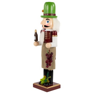 14" Green and Red Wooden Christmas Nutcracker with Grapes