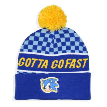 Sonic The Hedgehog Gotta Go Fast Cuffed Pom Beanie Hat Blue