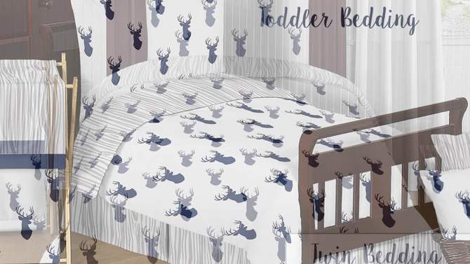 Sweet Jojo Designs Boy Fitted Crib Sheets Set Stag Blue and White 2pc, 2 of 8, play video