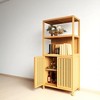 52-Inch Freestanding Bamboo Bathroom Cabinet with 2 Doors, Open Shelves, and Inner Storage – Multi-Use Floor Cabinet - 2 of 4