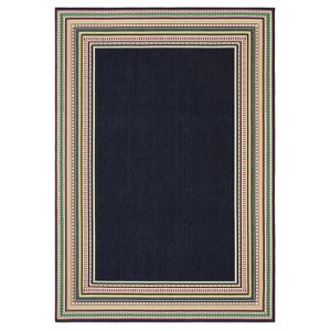 Captiv8e Designs Hilo Multi Striped Border Navy Indoor/Outdoor Rug - 1 of 4