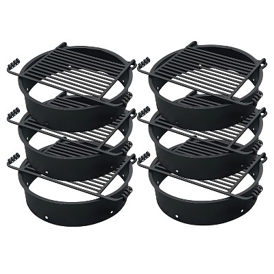Pilot Rock 6 Pack 24 Inch Heavy Duty Steel Ground Fire Pit Ring Insert Liner Metal Cooking Grates for Grilling, Camping, and Backyard Bonfires, Black
