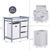 Wooden Baby Changing Table, Baby Changing Station Dresser with Laundry Hamper, Diaper Changing Table, 3 Drawer Basket for Baby Newborn Infant, Gray - 4 of 4