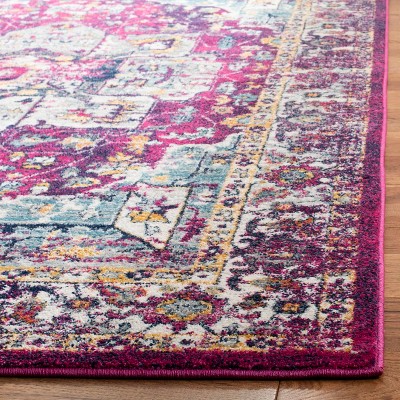 Fuchsia and Ivory Hand-Knotted Synthetic Area Rug 3' x 5'