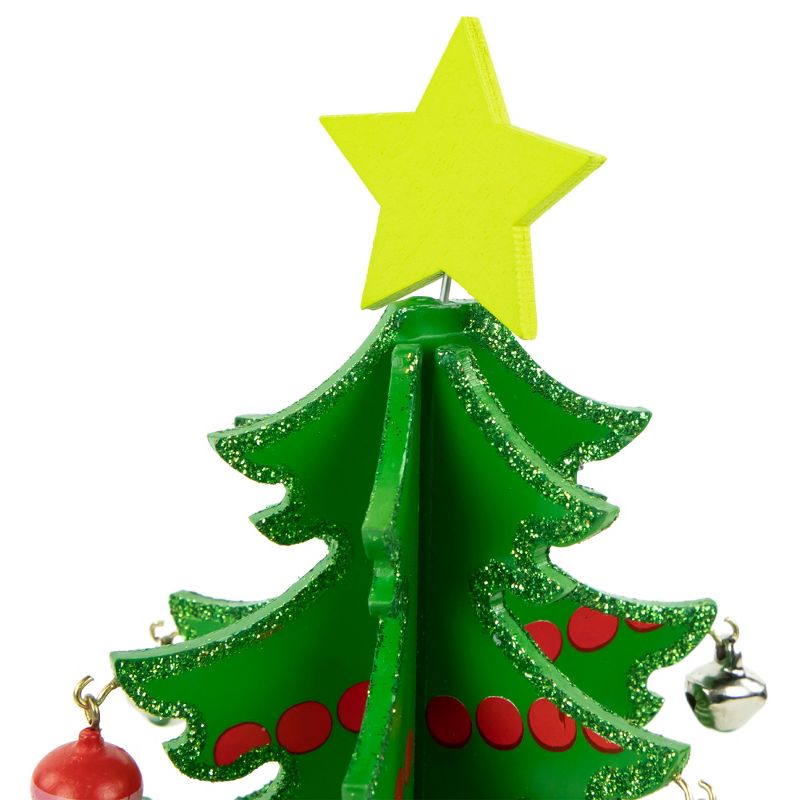Northlight 13.75" Green 3-D Wood Christmas Tree with Ornaments Decoration, 4 of 8