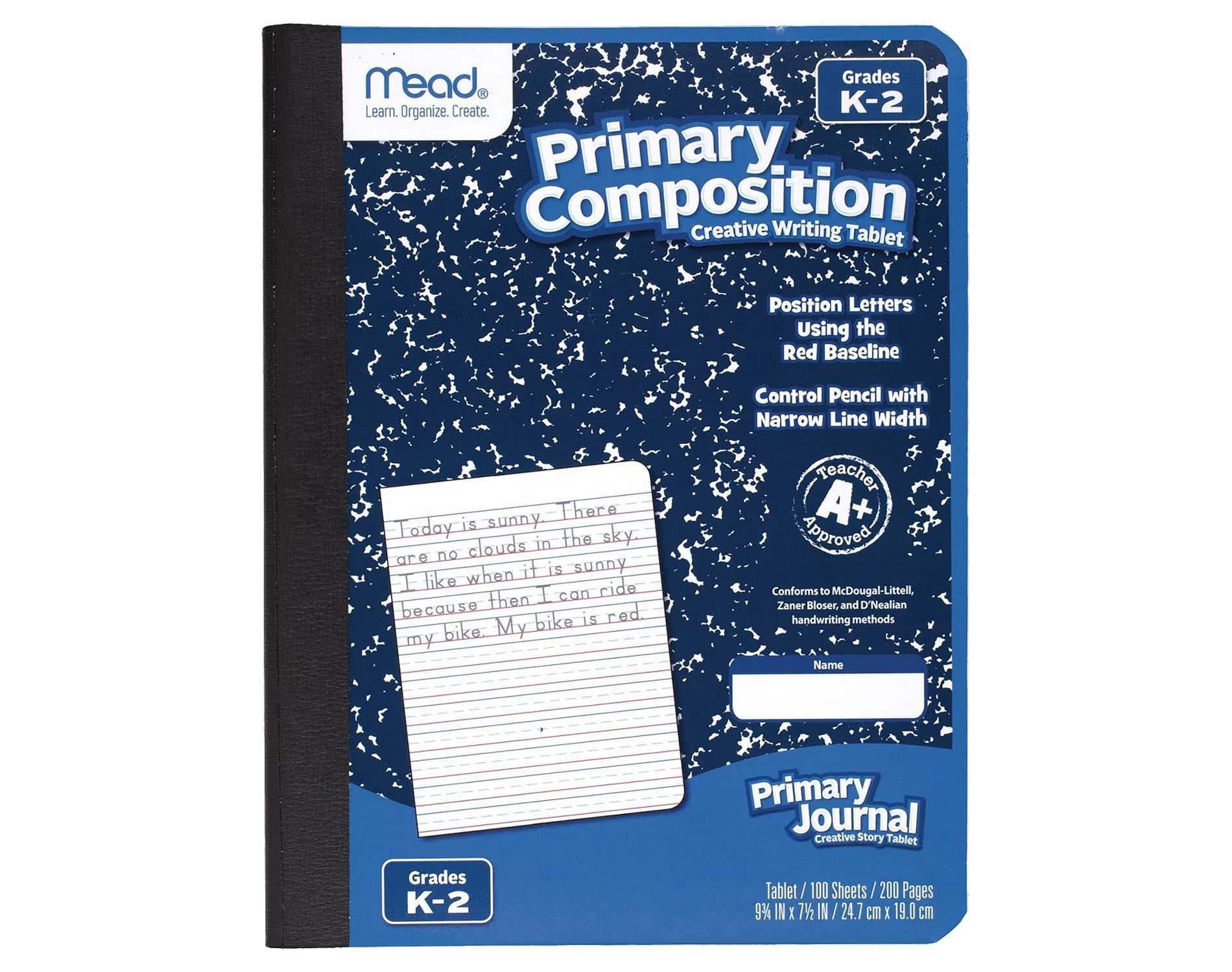 Mead Primary Composition Book Writing Tablet: K-2 Journal, 7.5x9.75", 200 Pages, Sewn Binding, Hard Cover, Acid-Free Paper