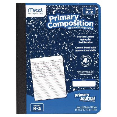 Mead Primary Composition Book Writing Tablet: K-2 Journal, 7.5x9.75", 200 Pages, Sewn Binding, Hard Cover, Acid-Free Paper