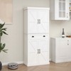 MAYEERTY White 71" Kitchen Pantry, 4 Doors (2 with Racks) 1 Drawer 2 Adjustable Shelves - 4 of 4