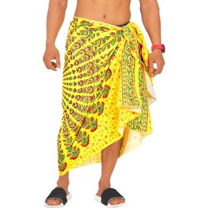 LA LEELA Men's Sarong Beach Cover Ups Wraps One Size Butter Mandala - 1 of 4