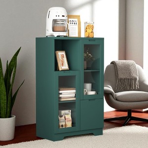 Mshliw MDF Painted Cabinet with Glass Doors & Drawer, Adjustable Shelves, Modern Storage Sideboard for Bedroom, Living Room, Entryway - 1 of 4