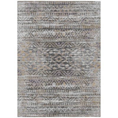 Gray And Beige Moroccan Washable Indoor Outdoor Area Rug