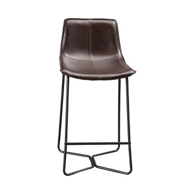 Alpine Furniture Live Edge Set of 2 Dining Metal Leg Pub Chairs in Dark Brown