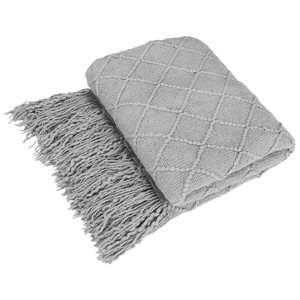 Catalonia Knitted Throw Blanket for Couch, Decorative Blanket with Fringe, Acrylic Leisure Blanket for Bed, Sofa, Living Room - 1 of 4