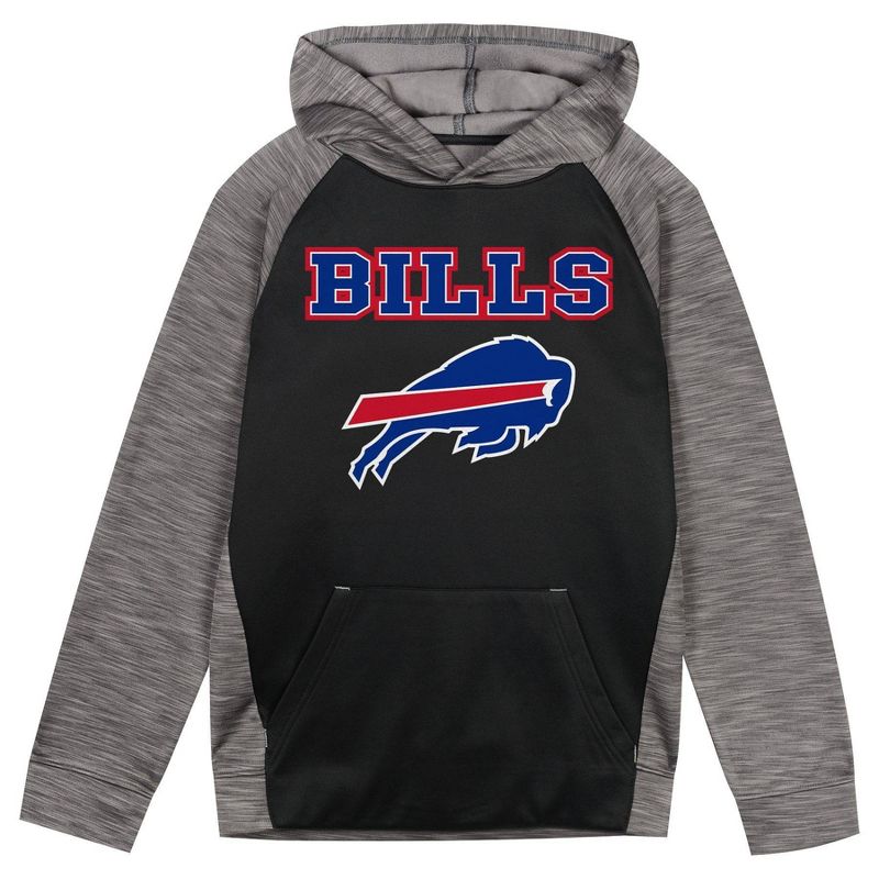 NFL Buffalo Bills Boys&#39; Black/Gray Long Sleeve Hooded Sweatshirt, 2 of 4