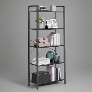 VASAGLE 5-Tier Tall Bookshelf, Bookcase with Steel Frame, Book Shelf for Living Room, Home Office, Study, 11.8 x 26 x 60 Inches, Industrial Style - 1 of 3