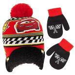 Disney Cars Lightning McQueen Boys Winter Beanie Hat and Mittens set, Toddler Ages 2-4