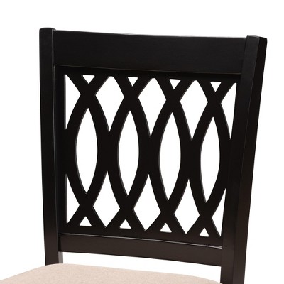 Florencia Beige Fabric and Espresso Brown Wood Counter Stool Set