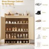Rattan Shoe Cabinet, Boho Wooden Shoe Storage Organizer with Adjustable Shelves for Entryway Hallway Living Room Closet - 3 of 4