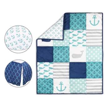 The Peanutshell Blue Nautical Baby Crib Bedding Set - 3pc