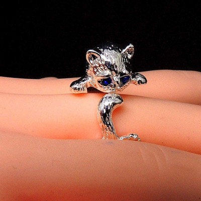 Fluffy Grumpy Cat Wrap Ring for Women Silver Plated Ginger Lyne Collection - image 4