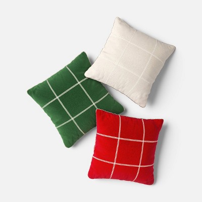 Oversized Windowpane Plaid Embroidered Boucle Square Throw Pillow - Threshold™