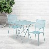 Emma and Oliver Commercial 28" Square Metal Folding Patio Table Set w/ 2 Square Back Chairs - 2 of 4