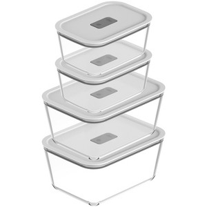 OU Glass Food Storage Container Set 8pc (set of 4) Microwave, Freezer & Dishwasher Safe, Airtight Leak Proof Lid with Microwave Valve, Stackable - 1 of 4