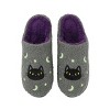 Halloween Black Cat Glow Moon & Stars Adult Gray Scuff Slippers - 2 of 4