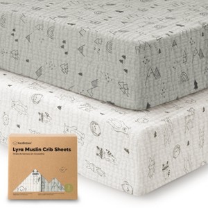 KeaBabies Lyra Muslin Crib Sheets for Boys, Girls, 2pk 52x28 Cotton Baby Crib Mattress Sheets Fitted, Soft, Breathable - 1 of 4