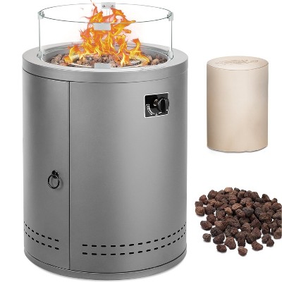 Kismile Propane Fire Pit, 20 Inch Round Outdoor Fire Pit 50000 BTU Heat Output