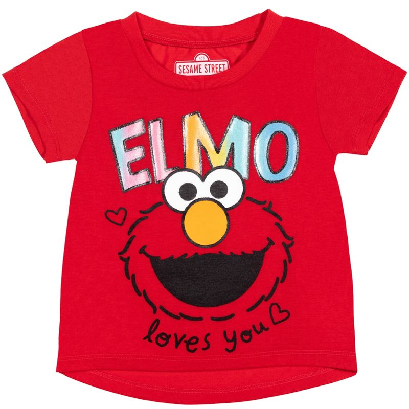 Sesame Street Elmo Abby Cadabby T-Shirt Tulle Skirt and Scrunchie 3 Piece Outfit Set Infant to Little Kid, 3 of 8